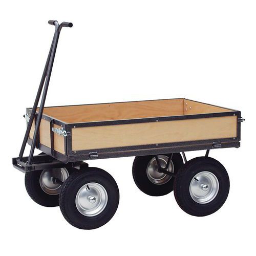 Handtrekwagen met houten wanden - Laadvermogen 500 kg - Plateau 700 x 1000 mm