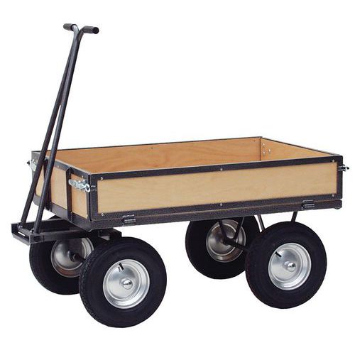 Handtrekwagen met houten wanden - Laadvermogen 750 kg - Plateau 800 x 1200 mm