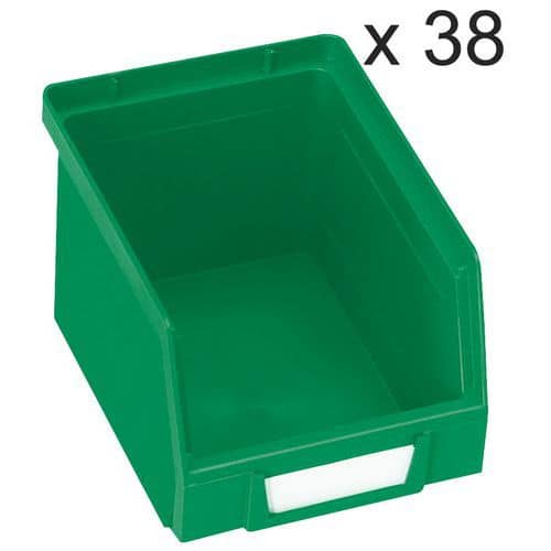 Set van 38 stapelbakken Kangourou - Lengte 240 mm - 3,5 L - Manutan Expert