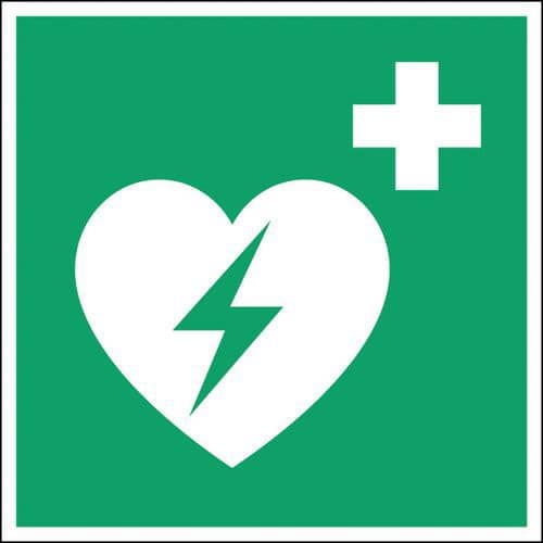 Nood- en evacuatiebord vierkant - Geautomatiseerde externe defibrillator - Hard, fotoluminescerend