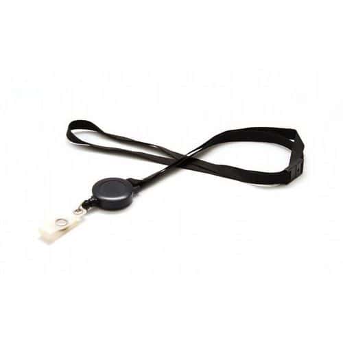 Keycord plat gesatineerd 10 mm met badgeclip - set van 100 - Sogedex