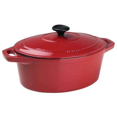 Braadpan ovaal rood met deksel