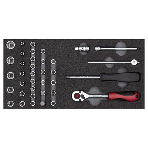 Dopsleutelset 1/4 in 1/3 module 37 delig R22150006 - GedoreRed