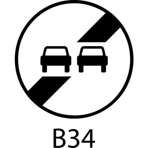 Signaalbord - B34 - Einde verbod voor vrachtwagens om motorvoertuigen in te halen