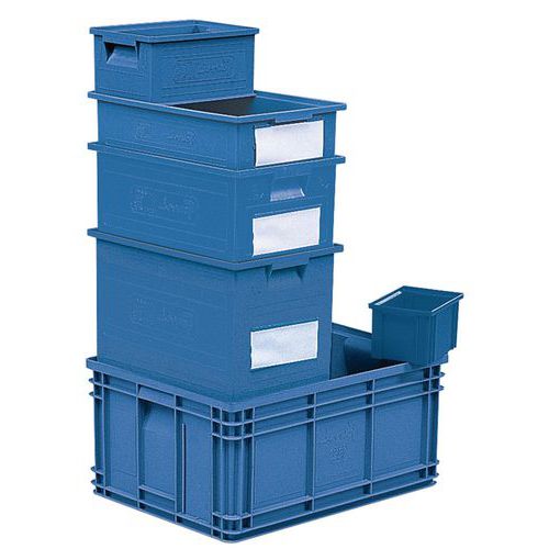 Stapelbare bak - blauw - lengte 200 tot 630 mm - 3,6 tot 85 liter