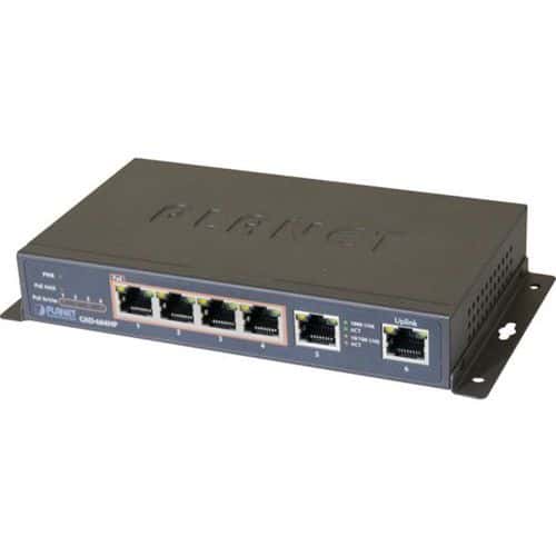 Planet GSD-604HP switch 6P GIGABIT waarvan 4 PoE+ 55W