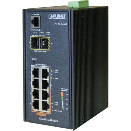 Planet IGS-4215-4P4T2S IND Switch 8P GIGA 4 PoE+ 2 SFP 40/75