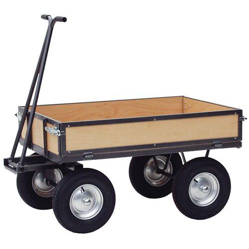 Handtrekwagen met houten wanden - Laadvermogen 500 kg - Plateau 700 x 1000 mm