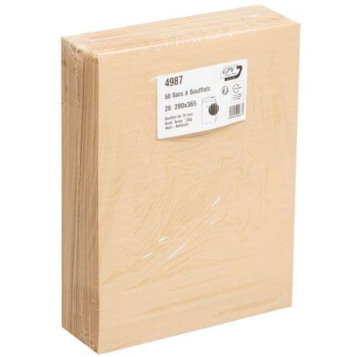 Envelop van kraftpapier bruin 130 g - Met kleppen - Pakket van 50