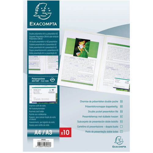 Presentatiemap tweezijdige half hard pp 40/100ste A4 & A3