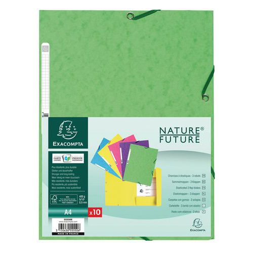 Map met 3 kleppen, met elastiek, glanskarton 400 g/m² ® A4