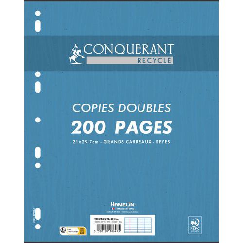 Dubbel ringbandpapier 210x297 Seyes gerecycled - Conquérant