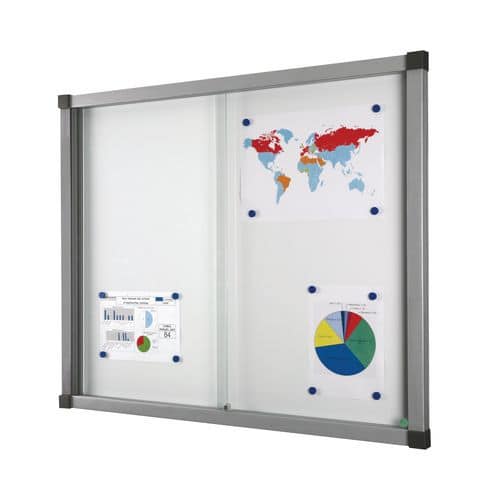 Binnenvitrine Cube - Aluminium achterwand - Deur van veiligheidsglas