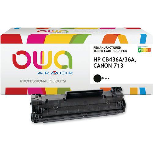 Toner refurbished Canon 713 - HP CB436A - Zwart - Owa