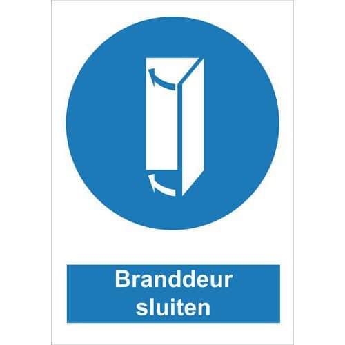 Gebodsbord - Branddeur sluiten - Zelfklevend