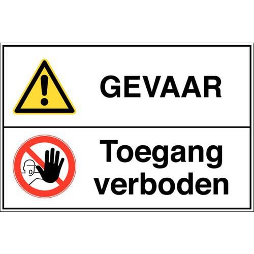 Gecombineerd waarschuwingsbord - Gevaar - Hard