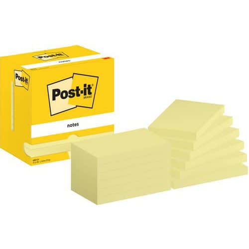 Memo Post-it® 76x127 mm, 12 blokken geel - Post-it®