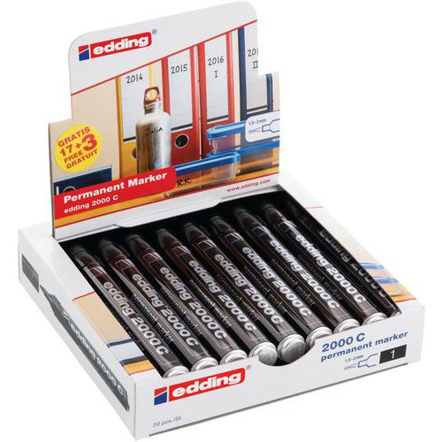 Permanente markeerstift zwart Edding 2000C - Eco Pack