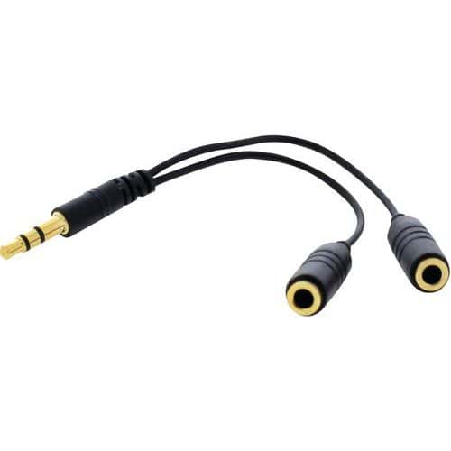 Splitter kabel 3,5 mm man jack naar 2 3,5 mm vrouw jack - T'nB