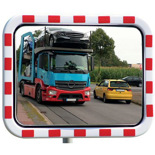 Verkeersspiegel van acryl, rood/wit frame - Dancop