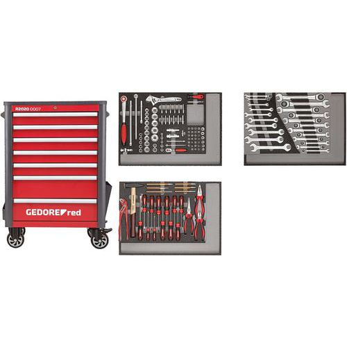 Gereedschapset in gereedschapwagen WINGMAN R2207 129-delig - GedoreRed