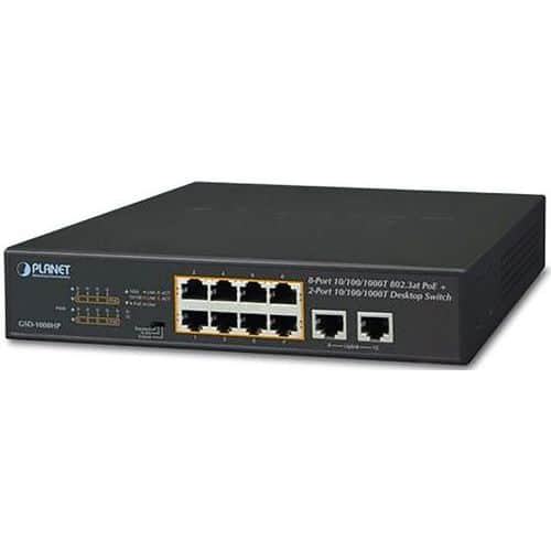 Planet switch GSD-1008HP 10 10P gigabit waarvan 8 PoE+ 120W