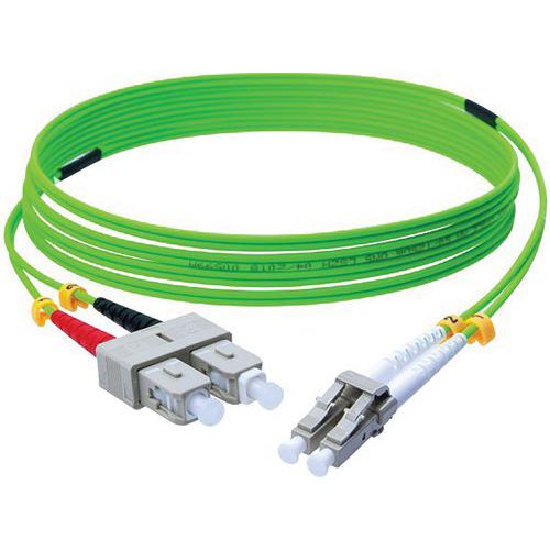 Duplex jumper 2,0 mm OM5 SC-UPC/LC-UPC groen - 1 m