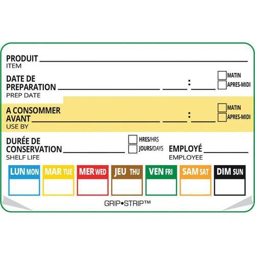 Sticker uiterste verbruiksdatum 7 dagen FR - Set van 500 - Matfer