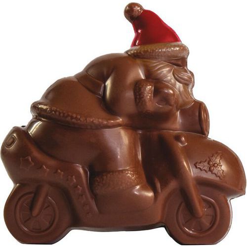 Chocoladeplaat met 2 uithollingen voor kerstman op motor - Matfer