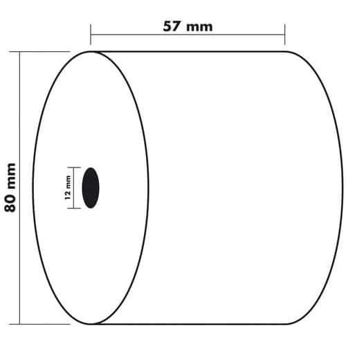 Kassa en rekenmachine rol 57x80x12x76 - 1 laags thermisch 55g/m2