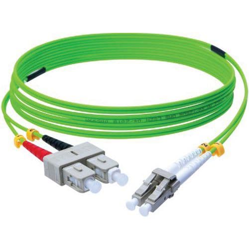 Duplex jumper 2,0 mm OM5 SC-UPC/LC-UPC groen - 10 m