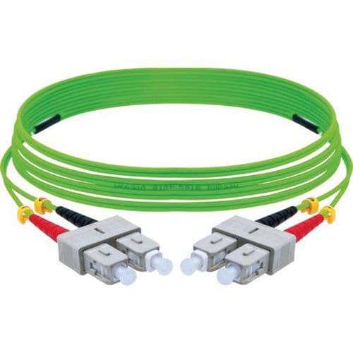 Duplex jumper 2,0 mm OM5 SC-UPC/LC-UPC groen - 10 m