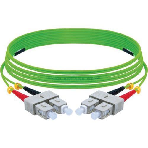 Duplex jumper 2,0 mm OM5 SC-UPC/LC-UPC groen - 2 m