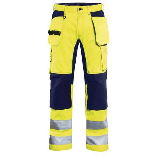 Werkbroek met Stretch High Vis 1552 - geel/marineblauw