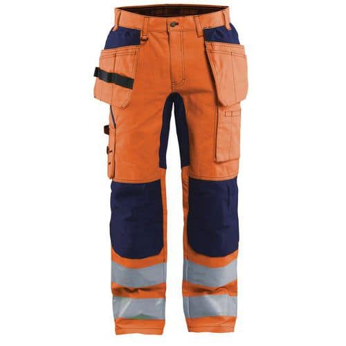 Werkbroek met Stretch High Vis 1552 - oranje/marineblauw