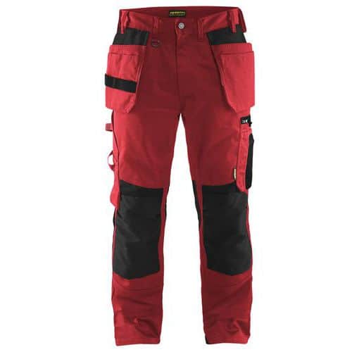 Werkbroek met spijkerzak 1555 - rood/zwart