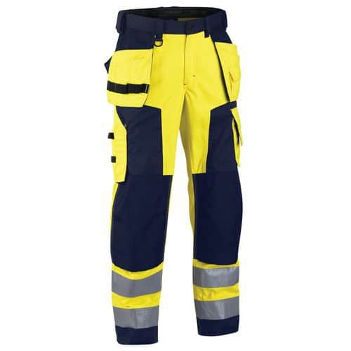 Werkbroek Softshell High Vis 1567 - geel/marineblauw