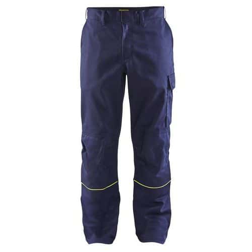 Lasbroek 1701 - marineblauw/geel