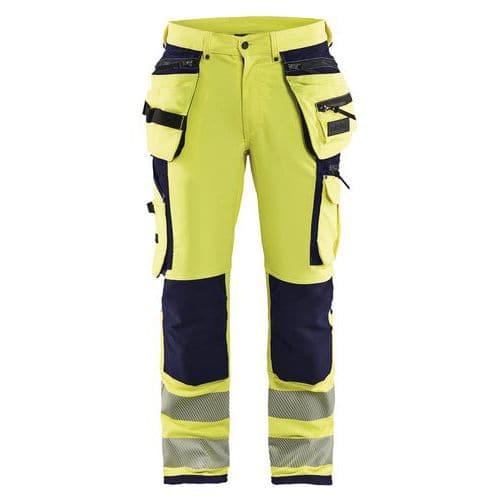 Werkbroek High Vis met 4-weg stretch 1997 - geel/marineblauw