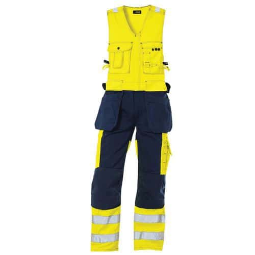 Overall Amerikaans High Vis 2653-verstelbare schouder-geel/marineblauw