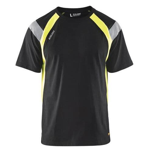 T-shirt High Vis UV 3332 - ronde hals - zwart/fluogeel