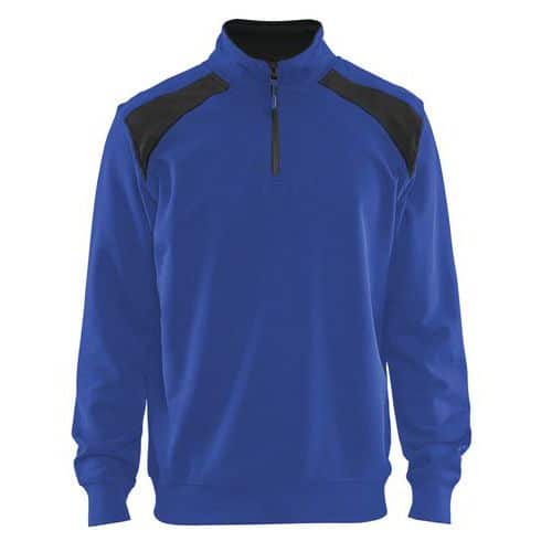 Sweatshirt Bi-Colour met halve rits 3353 - korenblauw/zwart