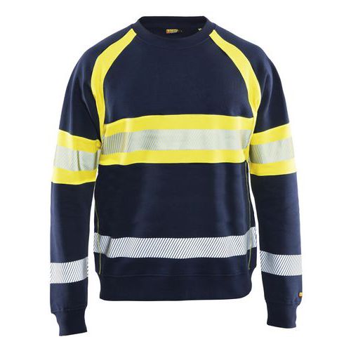 Sweater High Vis 3359 - marineblauw/fluo geel