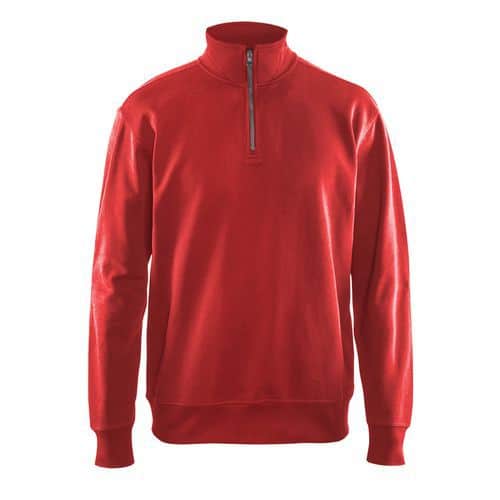 Sweatshirt met halve rits zonder zak 3369 - rood