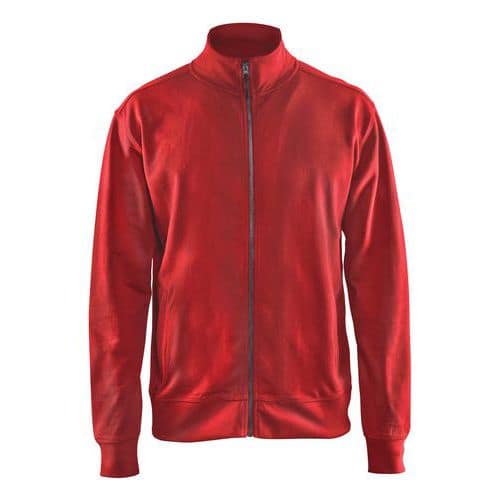 Sweatshirt met one way rits zonder zak 3371 - rood