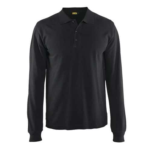 Poloshirt lange mouw knoopsluiting 3388 - zwart