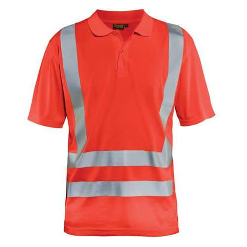 Poloshirt korte mouw knoopsluiting High Vis 3391- fluo rood