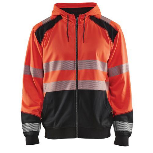 Sweatshirt Hooded High Vis 3546 - rood/zwart