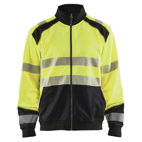 Sweatshirt hele rits High Vis 3558 - geel/zwart