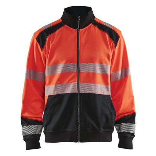 Sweatshirt hele rits High Vis 3558 - rood/zwart